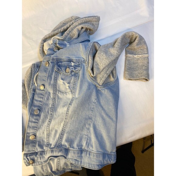 Jean Jacket Mismo Supply, hooded stressed, Small - Picture 4 of 10